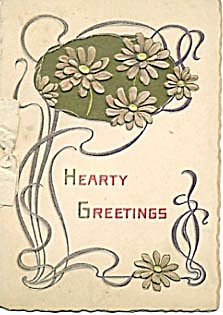 Vintage Embossed Art Nouveau Birthday Card (Image1)