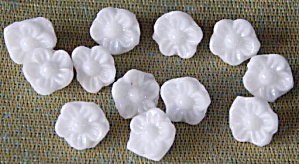 Vintage White Glass Flower Buttons Set Of 12