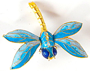Enamel Aqua Dragonfly Ornament