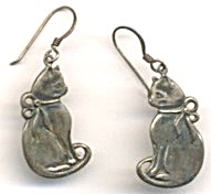 Vintage Sterling Cat Earrings (Image1)