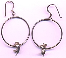 Vintage Sterling Cat Hoop Earrings (Image1)
