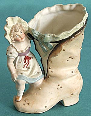 Antique Bisque Girl on Shoe Vase (Image1)