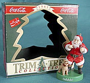 Coca Cola Trim A Tree Ornament Santa & Dog Sshhh
