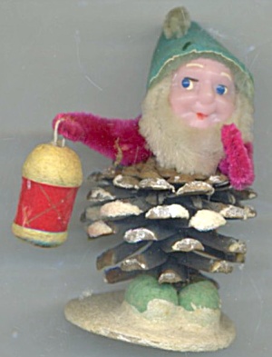 Vintage Pine Cone Elf Christmas Figurine