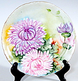 Hand Painted Large Chrysanthemum Flowers Plate (Image1)