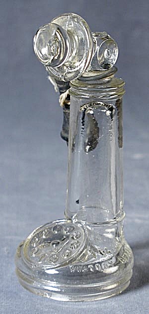 Antique Glass Candlestick Phone Candy Container (Image1)
