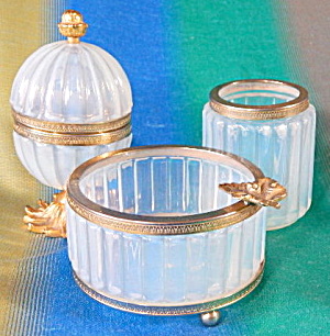 Vintage Opaline Glass Cigarette Set