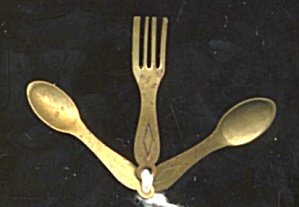 Vintage Dollhouse Brass Spoons & Fork