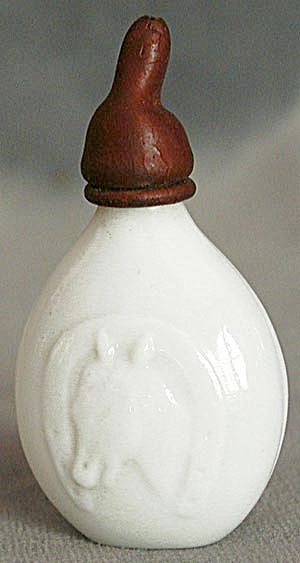 Vintage Milk Glass Doll Bottle with Horse Head (Image1)