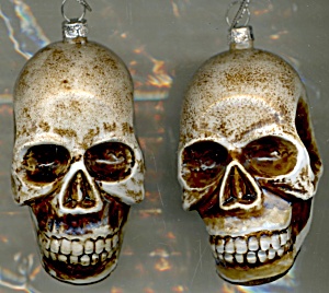 Vintage Glass Skull Ornaments Set Of 2 (Image1)