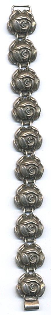 Vintage Mexican Rubins Sterling Silver Rose Bracelet