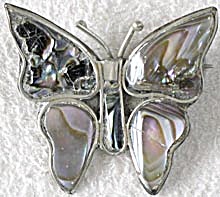 Vintage Sterling and Abalone Butterfly Pin (Image1)