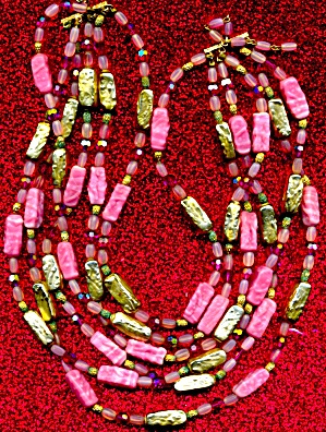 Vintage 6 Strand Glass Beaded Necklace (Image1)