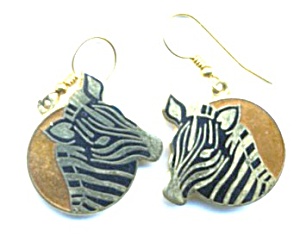 Vintage Zebra  Enamel Earrings (Image1)