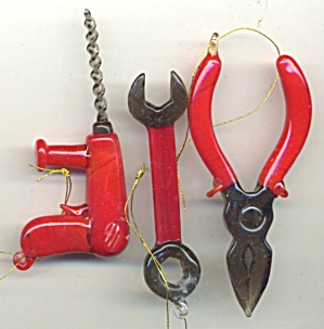 Vintage Glass Tool Ornaments Set Of 3 (Image1)