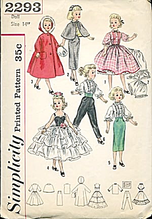 Vintage #2293 Simplicity Doll Wardrobe Pattern (Image1)