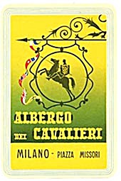 Vintage Luggage Label: Albergo Dei Cavalieri Milano
