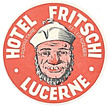 Vintage Luggage Label: Hotel Fritschi Lucerne (Image1)