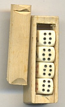 Vintage Mini Dice In Wooden Box
