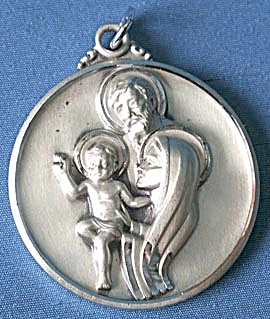 Vintage Large Sterling Medal of Holy Family (Image1)
