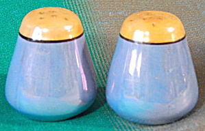 Vintage Blue & Gold Luster Salt & Pepper Shakers