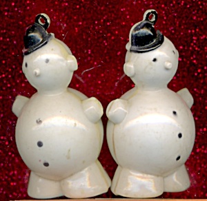 Vintage Plastic Snowmen Ornaments Set Of 2