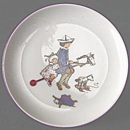 Vintage China Plate With Children On Hobby Horse