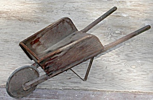 Vintage Toy Wood Wheelbarrow (Image1)