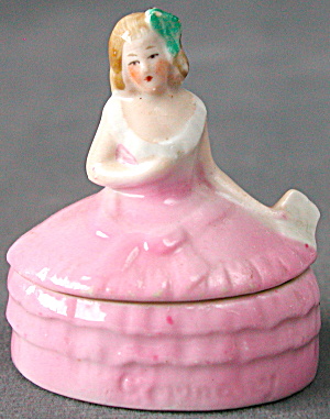 Vintage German Porcelain Lady Powder Jar Vanity Box