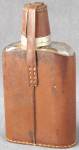 Click to view larger image of Vintage Glass Bottle Flask/Leather Cover/2 Shot Glasses (Image2)
