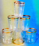Click to view larger image of Vintage Clear & Gold Shot Glasses Set of 6 (Image1)