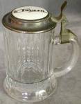 Click to view larger image of Vintage Glass Stein with Pewter Lid & Porcelain Insert (Image1)