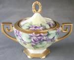 Click here to enlarge image and see more about item CDCS20: Art Deco Hand Painted/Signed Sugar Bowl with Violets