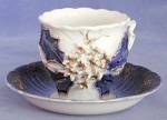 Victorian Cobolt & White Raised Flower Cup & Saucer