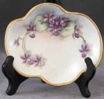 Click here to enlarge image and see more about item CDG62: Vintage Hand Painted Signed Violet Tray