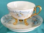 Click to view larger image of Vintage Hand Painted/Signed Forget Me Not Cup & Saucer (Image1)