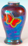 Vintage Peacock Luster Butterly Vase