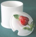 Click to view larger image of Vintage Staffordshire Strawberry Jam Jar (Image1)