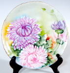 Click to view larger image of Hand Painted Large Chrysanthemum Flowers Plate (Image1)
