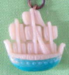 Click here to enlarge image and see more about item CMU7: Vintage Celluloid Ship Charm