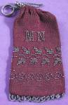 Click to view larger image of Antique Cut Steel Bead Maroon Miser Purse (Image1)