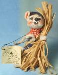 Click here to enlarge image and see more about item DOLLMC7: Vintage Annalee Mouse with Straw Bundle
