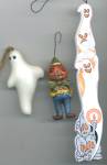 Vintage Halloween Assorted Ghost Ornaments Set Of 3