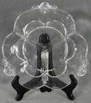 Click here to enlarge image and see more about item GLG45: Vintage Clear Glass 3 Section Heart Dish