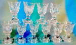 Click to view larger image of Vintage Kosta Clear Glass Pedestal Cordials Set Of 10 (Image2)