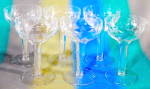 Vintage Cut Hollow Stem Champagne Glasses Set of 6