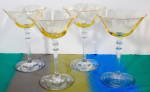 Vintage Yellow & Clear Stemware Set of 4