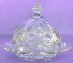 Click here to enlarge image and see more about item GVPG30: Antique Clear Glass Butter Dish