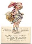 Click to view larger image of Vintage Valentine Girl with Basket & Jump Rope & Little (Image1)