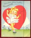 Click to view larger image of Vintage Valentine Girl with Basket & Jump Rope & Little (Image3)